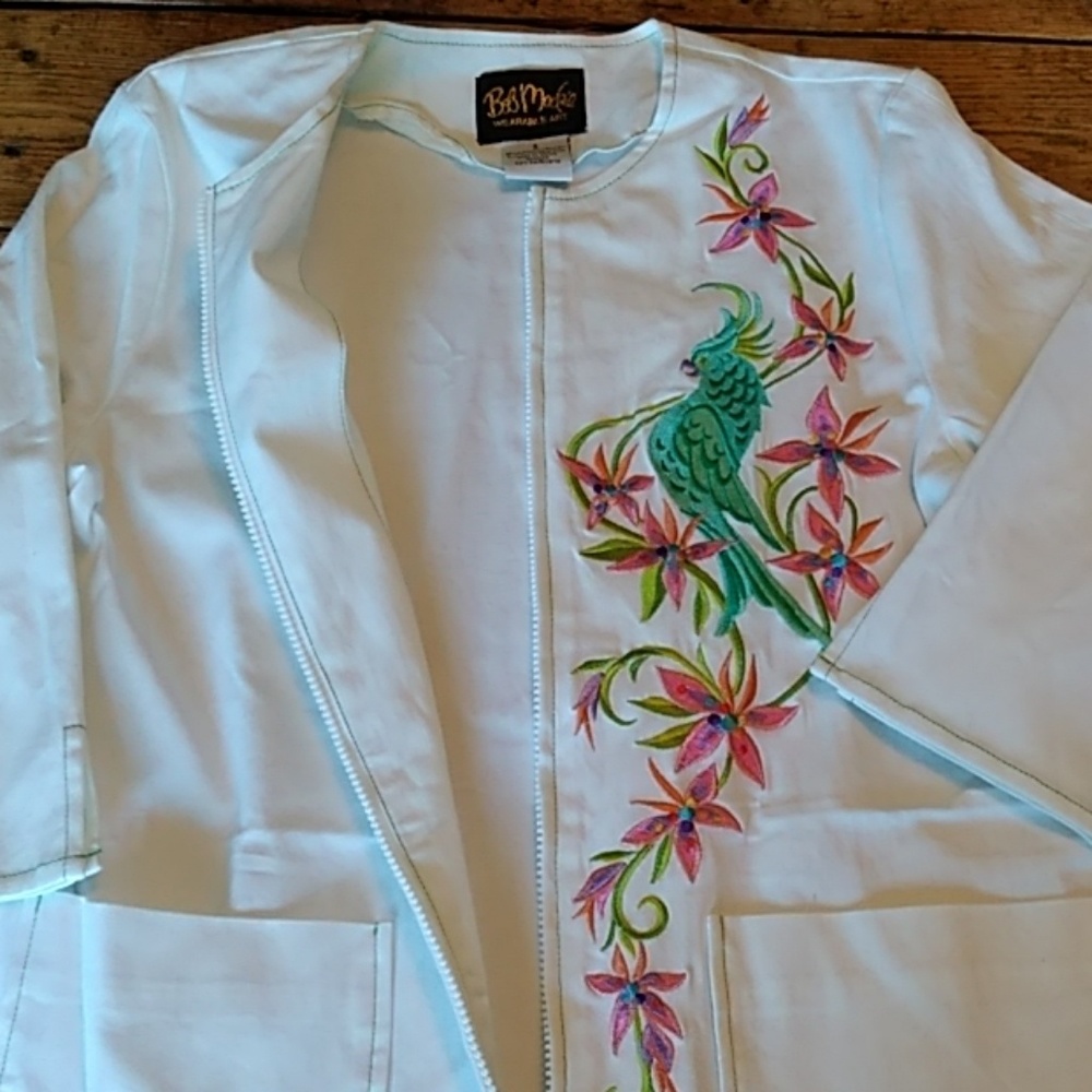 Bob Mackie Embroidered Zip Up | Size Small - Picture 4 of 5